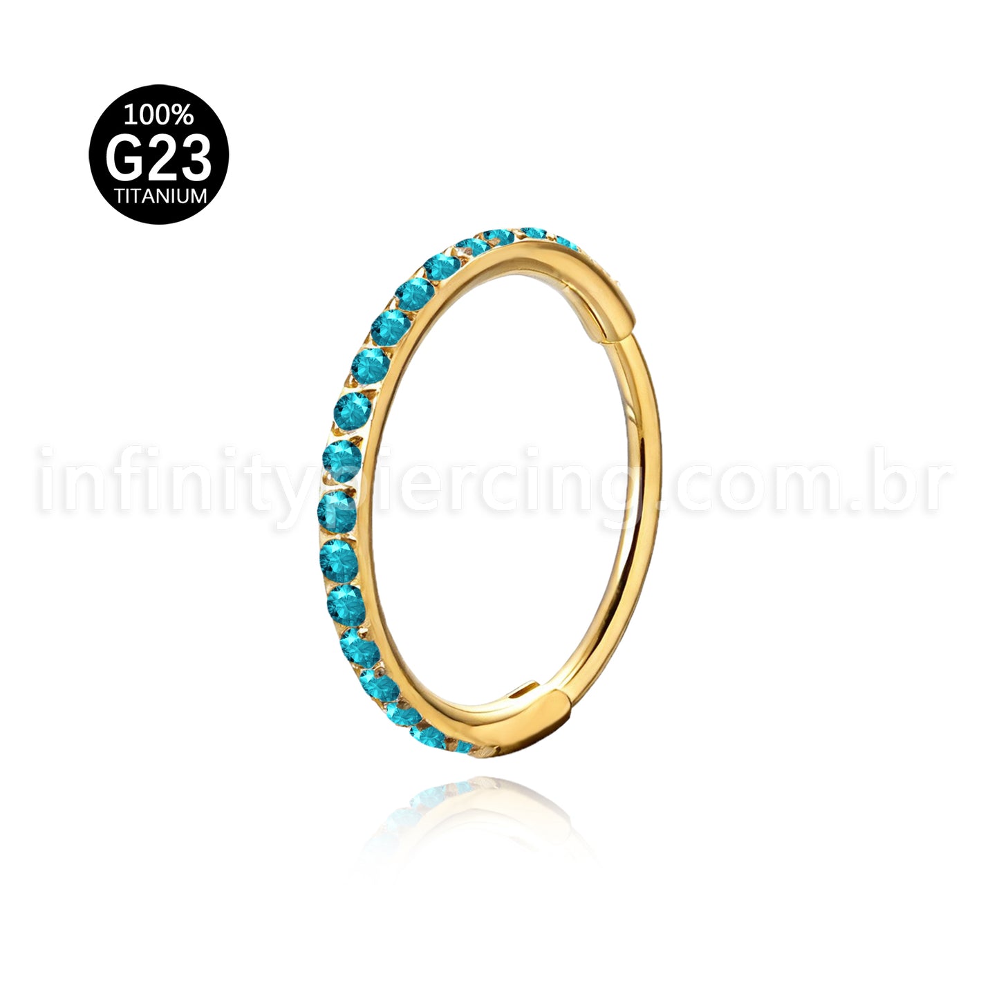 Piercing Argola Segmentada Titânio 1 Fileira Zircônia Cravejada