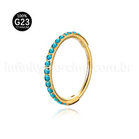 Piercing Argola Segmentada Titânio 1 Fileira Zircônia Cravejada
