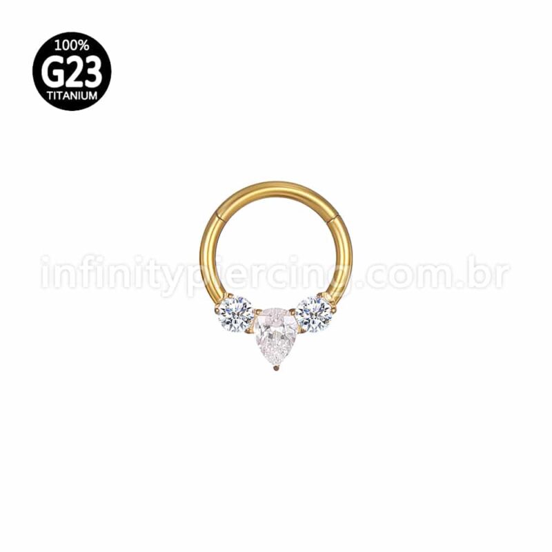 Piercing Argola Titânio Segmento Articulado Zircônia Cravejada