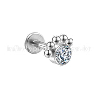 Piercing Labret Aço Cirúrgico Indiano Zircônia Cravada