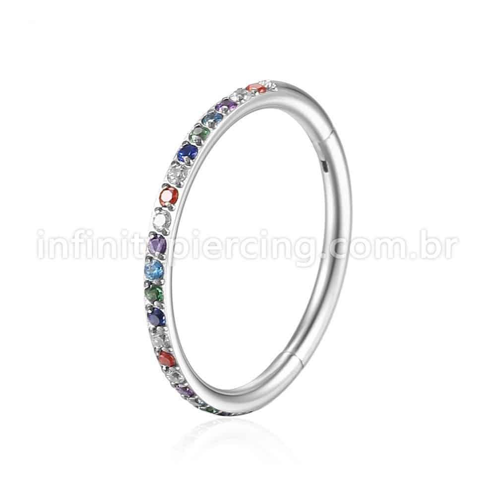 Piercing Argola Segmentada Aço Cirurgico Zircônia Colorida
