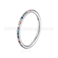 Piercing Argola Segmentada Aço Cirurgico Zircônia Colorida