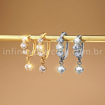 Piercing Argola Titânio Segmento Articulado Zircônia Cravejada Com Pingente