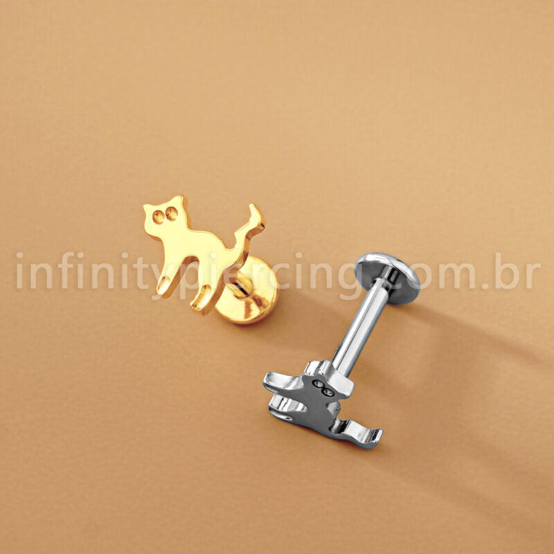Piercing Labret Titânio Gato