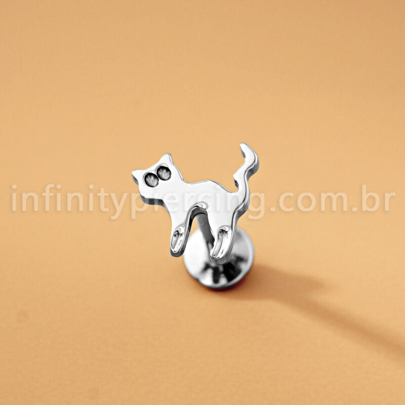 Piercing Labret Titânio Gato