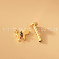 Piercing Labret Titânio Gato