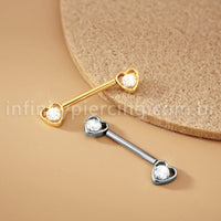 Piercing Barbell Titânio Push Pin Coração Zircônia