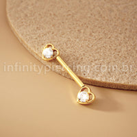 Piercing Barbell Titânio Push Pin Coração Zircônia