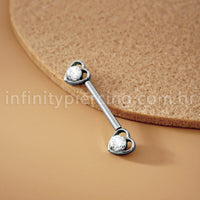 Piercing Barbell Titânio Push Pin Coração Zircônia
