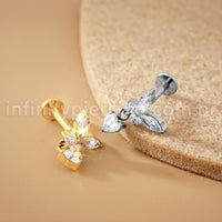 Piercing Labret Titânio Borboleta Com Pingente Coração