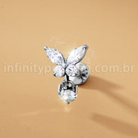 Piercing Labret Titânio Borboleta Com Pingente Coração