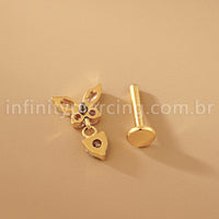 Piercing Labret Titânio Borboleta Com Pingente Coração