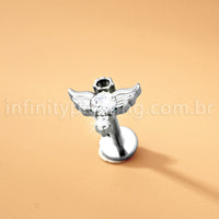 Piercing Labret Titânio Asas Zircônia Cravejada 1.2X8 10115