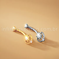 Piercing Banana Titânio Sol Detalhes Com Zircônia Cravejada