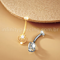 Piercing Banana Titânio Sol Detalhes Com Zircônia Cravejada