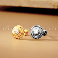 Piercing Labret Titânio Redondo Detalhado