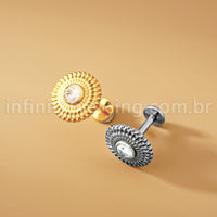 Piercing Labret Titânio Redondo Detalhado