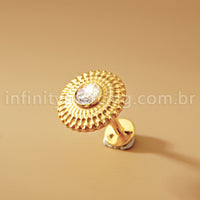 Piercing Labret Titânio Redondo Detalhado