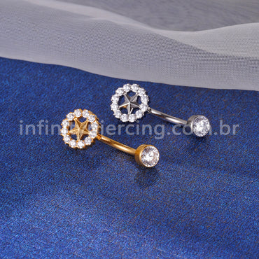 Piercing Banana Titânio Estrela  Zircônia