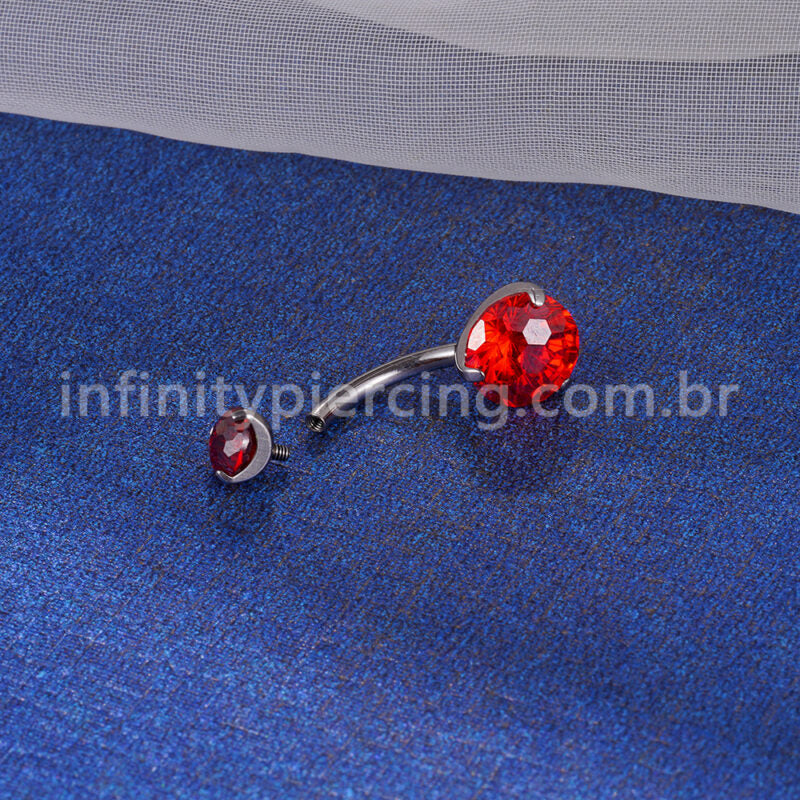 Piercing Banana Titânio 2 Pedras Zircônia