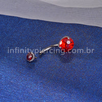 Piercing Banana Titânio 2 Pedras Zircônia