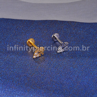 Piercing Labret Titânio 3 Zircônias