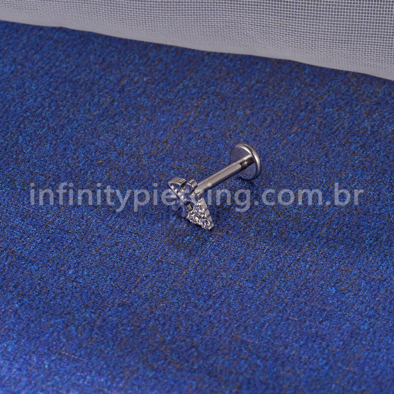 Piercing Labret Titânio 3 Zircônias