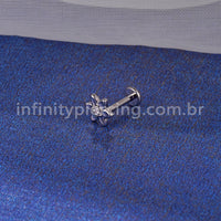 Piercing Labret Titânio Flor Zircônia