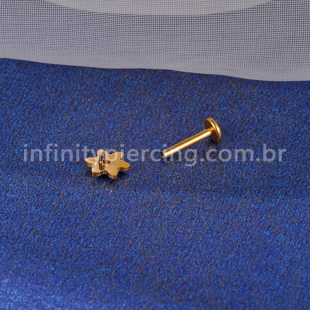 Piercing Labret Titânio Flor Zircônia