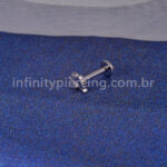 Piercing Labret Titânio Detalhado Zircônia Cravejada