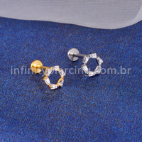 Piercing Labret Titânio Redonda 6 Zircônias
