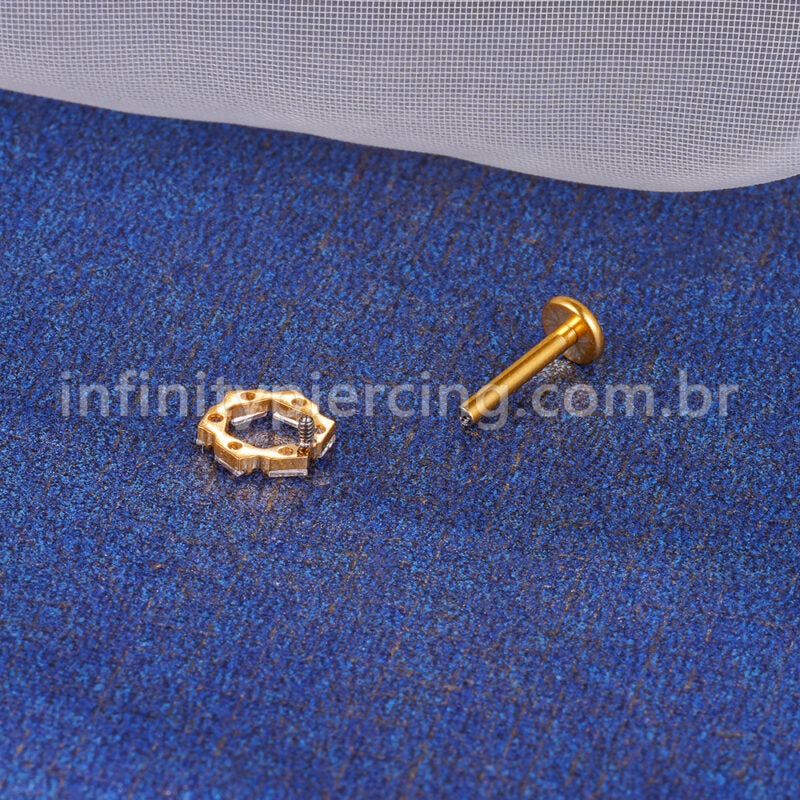 Piercing Labret Titânio Redonda 6 Zircônias