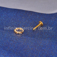 Piercing Labret Titânio Redonda 6 Zircônias