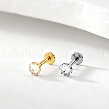 Piercing Labret Titânio Zircônia Com Ponta