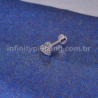 Piercing Labret Titânio Coração Detalhado