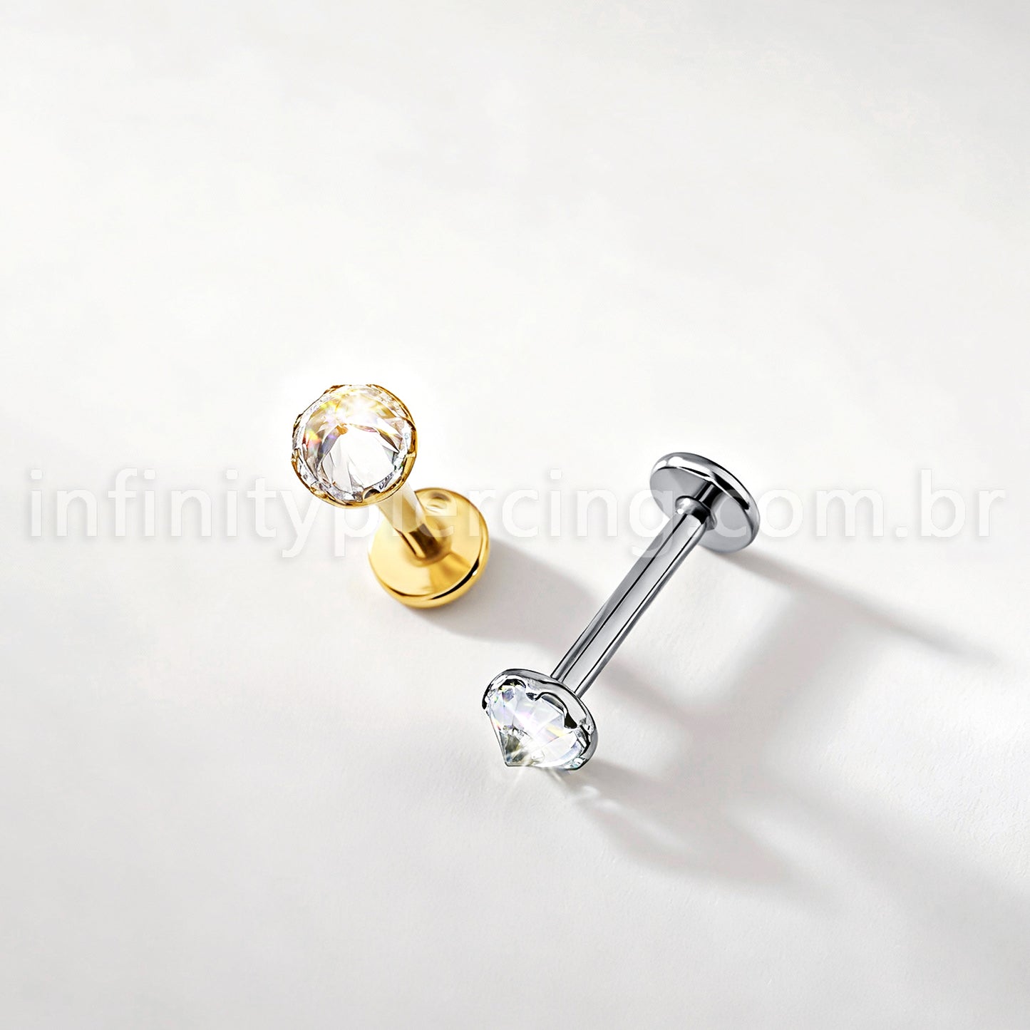 Piercing Labret Titânio Zircônia Com Ponta