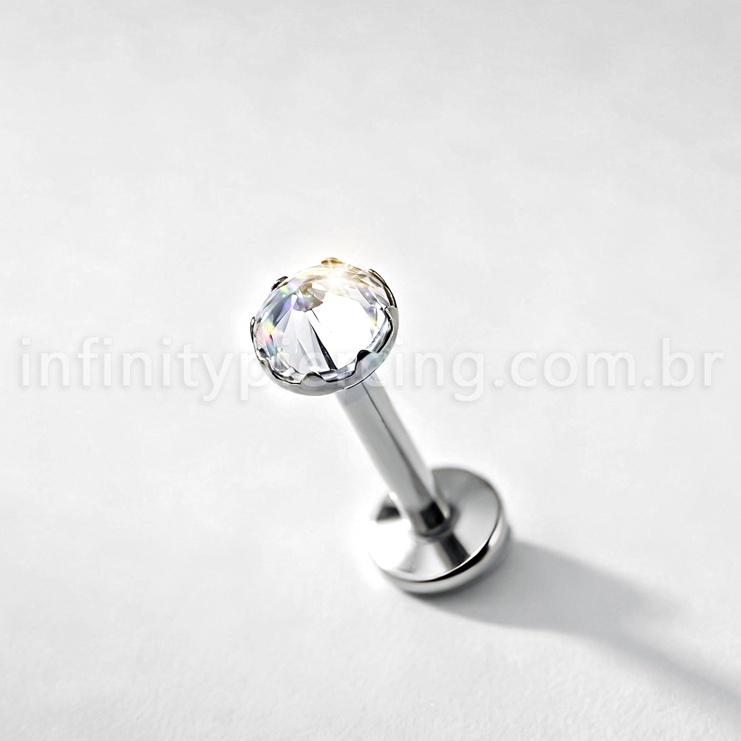 Piercing Labret Titânio Zircônia Com Ponta