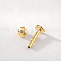 Piercing Labret Titânio Zircônia Com Ponta
