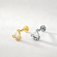 Piercing Labret Titânio Triangulo Zircônia Cravejada