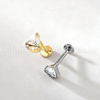 Piercing Labret Titânio Triangulo Zircônia Cravejada