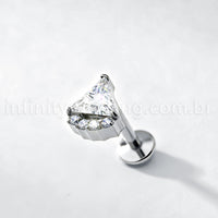 Piercing Labret Titânio Triangulo Zircônia Cravejada