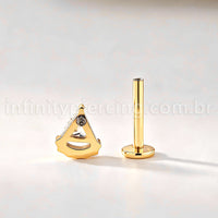 Piercing Labret Titânio Triangulo Zircônia Cravejada