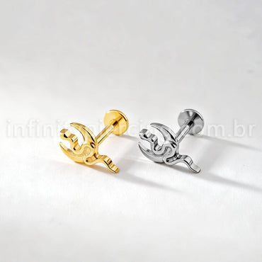 Piercing Labret Titânio Lua/Cobra