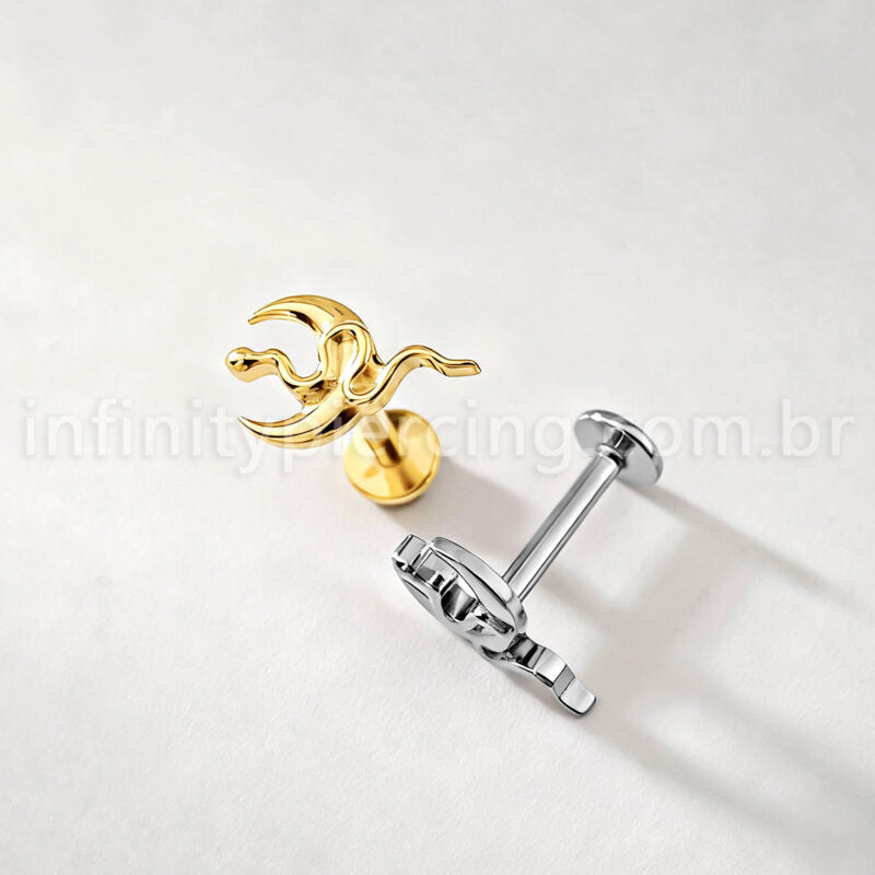 Piercing Labret Titânio Lua/Cobra
