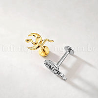Piercing Labret Titânio Lua/Cobra