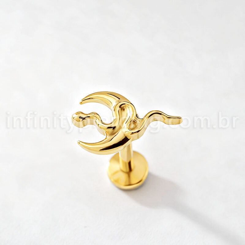 Piercing Labret Titânio Lua/Cobra