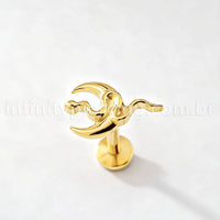 Piercing Labret Titânio Lua/Cobra