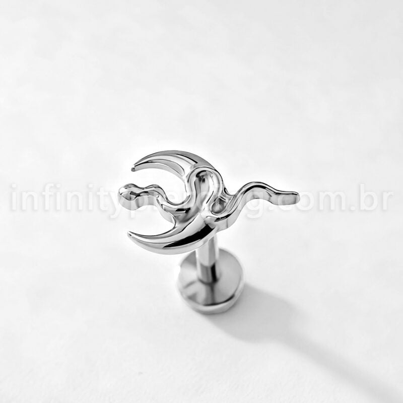 Piercing Labret Titânio Lua/Cobra