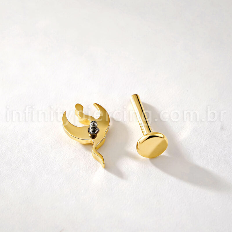 Piercing Labret Titânio Lua/Cobra