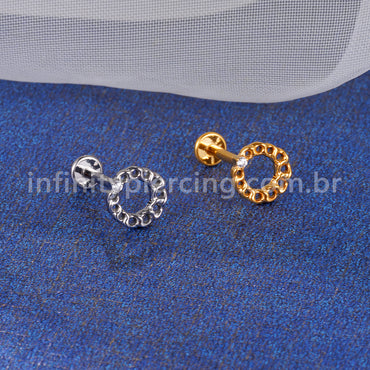 Piercing Labret Titânio Redonda 1 Zircônia